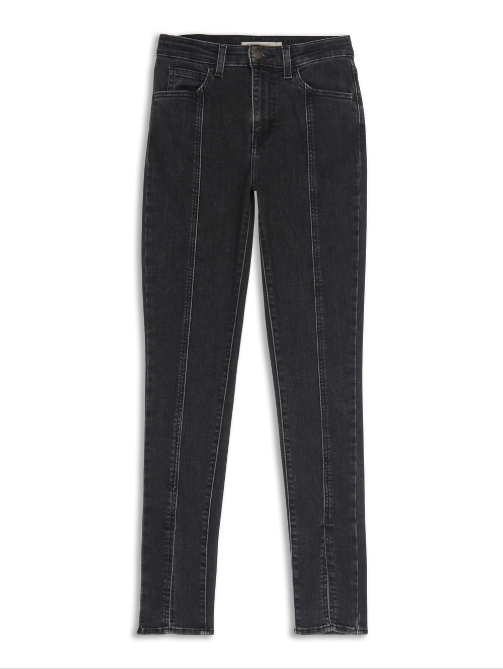 Duluth Trading High-rise Black Stretch Skinny Jeans Tapered Leg Leg Seams - Picture 2 of 7